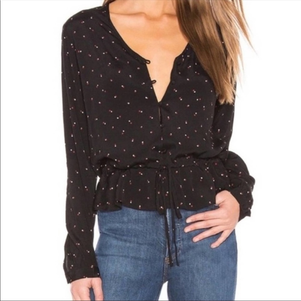 Rails Black Blouse with Pink Accents